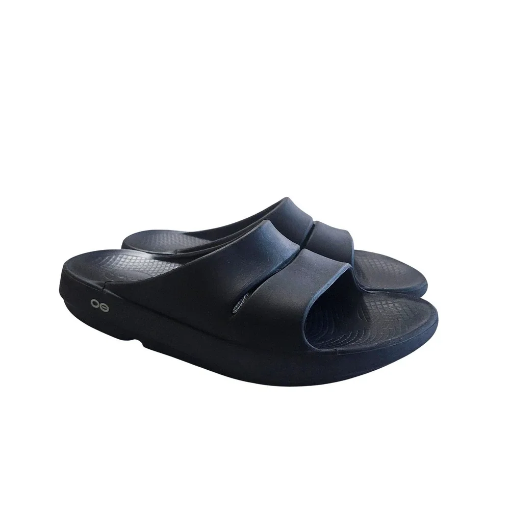 OOFOS OOahh Slide Sandal Mens 11 Black Recovery Footwear Orthopedic Support